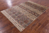 Khorjin Persian Gabbeh Hand Knotted Wool Rug - 5' 6" X 7' 9" - Golden Nile