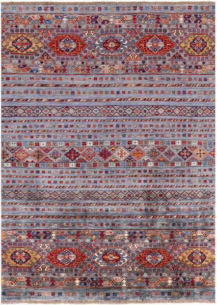 Khorjin Persian Gabbeh Handmade Wool Rug - 4' 0" X 5' 7" - Golden Nile