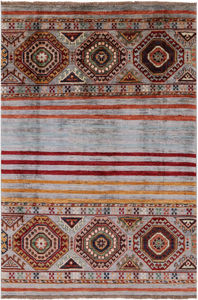 Khorjin Persian Gabbeh Hand Knotted Wool Rug - 3' 4" X 4' 10" - Golden Nile