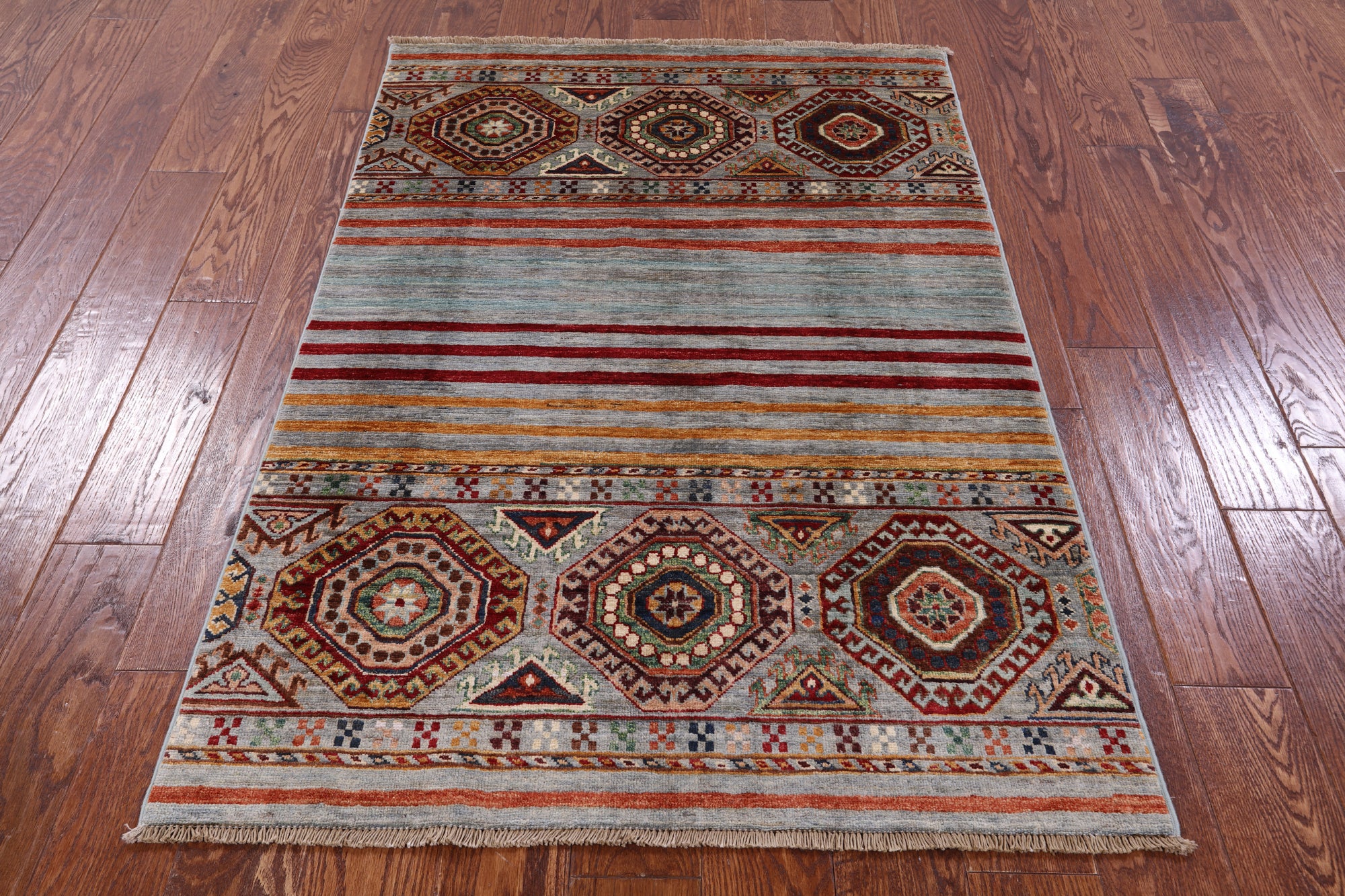 Khorjin Persian Gabbeh Hand Knotted Wool Rug - 3' 4" X 4' 10" - Golden Nile