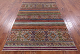 Khorjin Persian Gabbeh Hand Knotted Wool Rug - 5' 0" X 6' 11" - Golden Nile