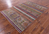 Khorjin Persian Gabbeh Hand Knotted Wool Rug - 5' 0" X 6' 11" - Golden Nile