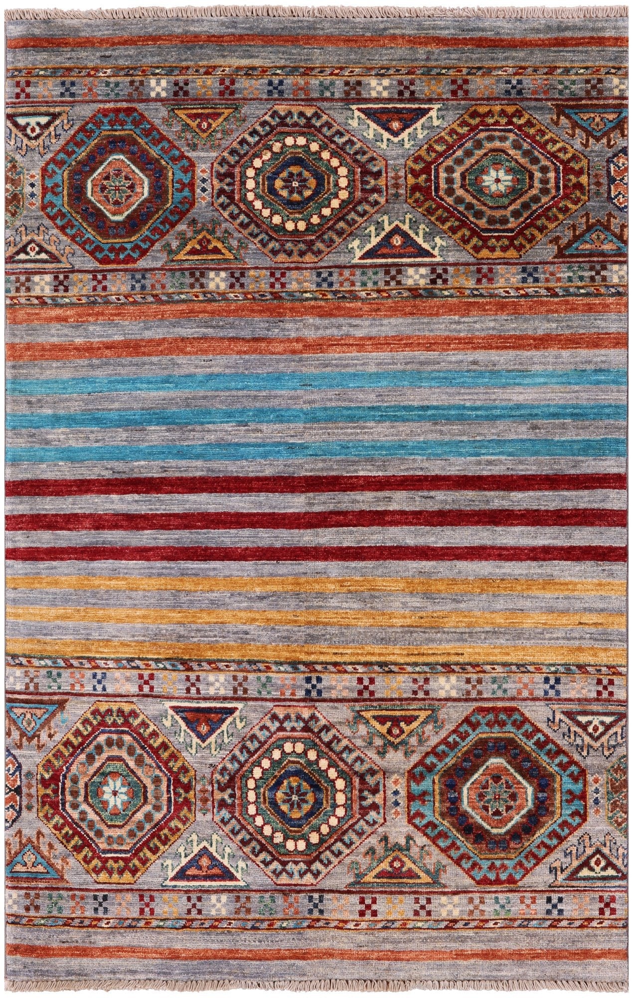 Khorjin Persian Gabbeh Handmade Wool Rug - 3' 4" X 5' 1" - Golden Nile