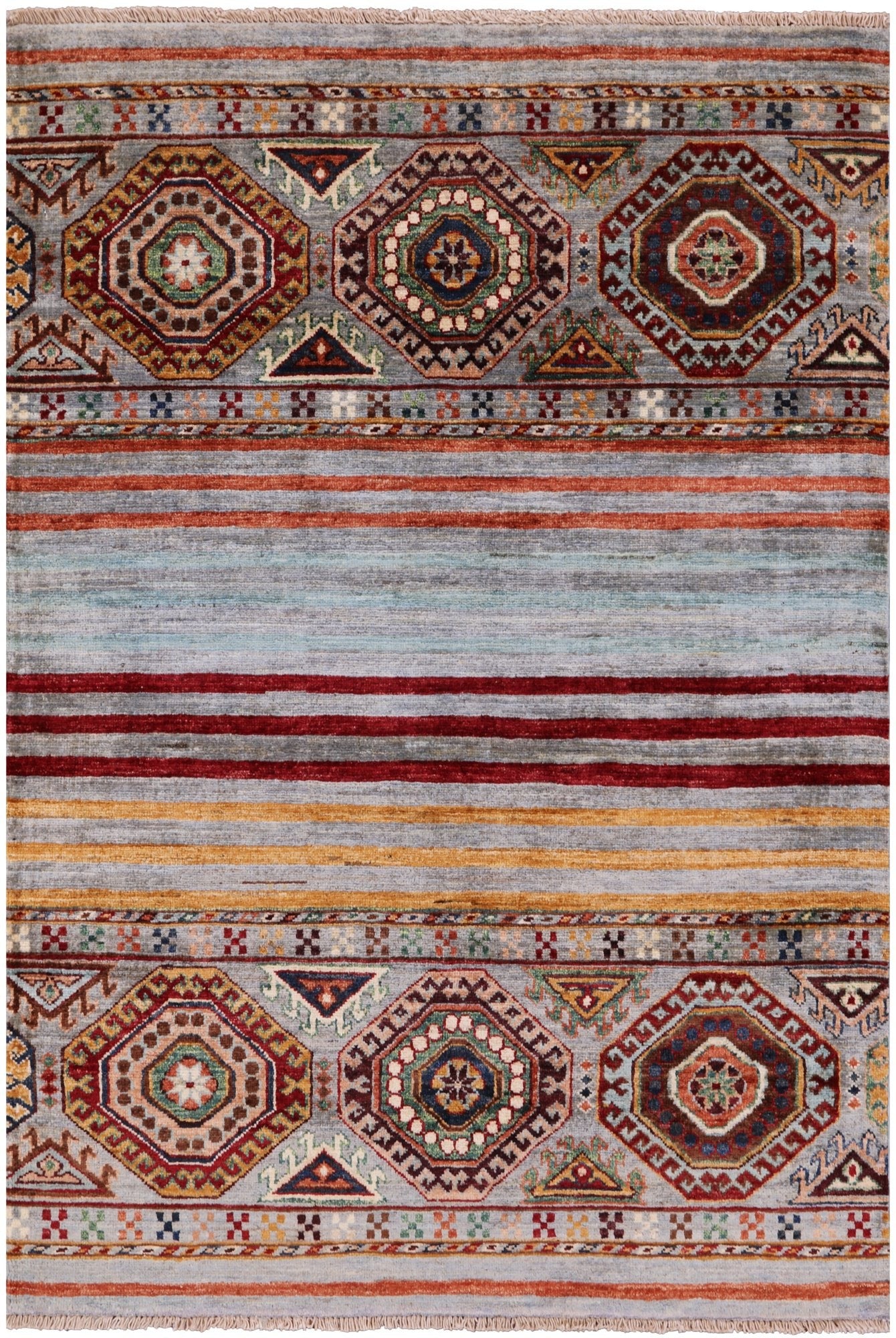 Khorjin Persian Gabbeh Hand Knotted Wool Rug - 3' 4" X 4' 11" - Golden Nile