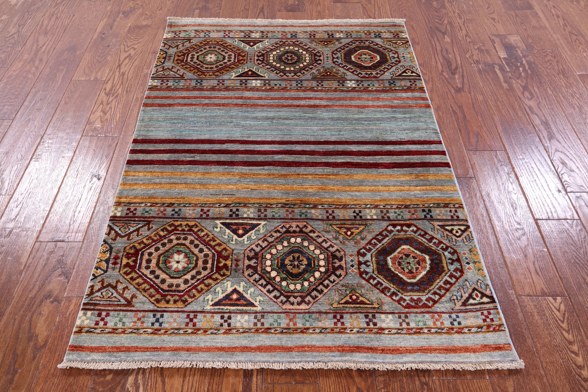 Khorjin Persian Gabbeh Hand Knotted Wool Rug - 3' 4" X 4' 11" - Golden Nile
