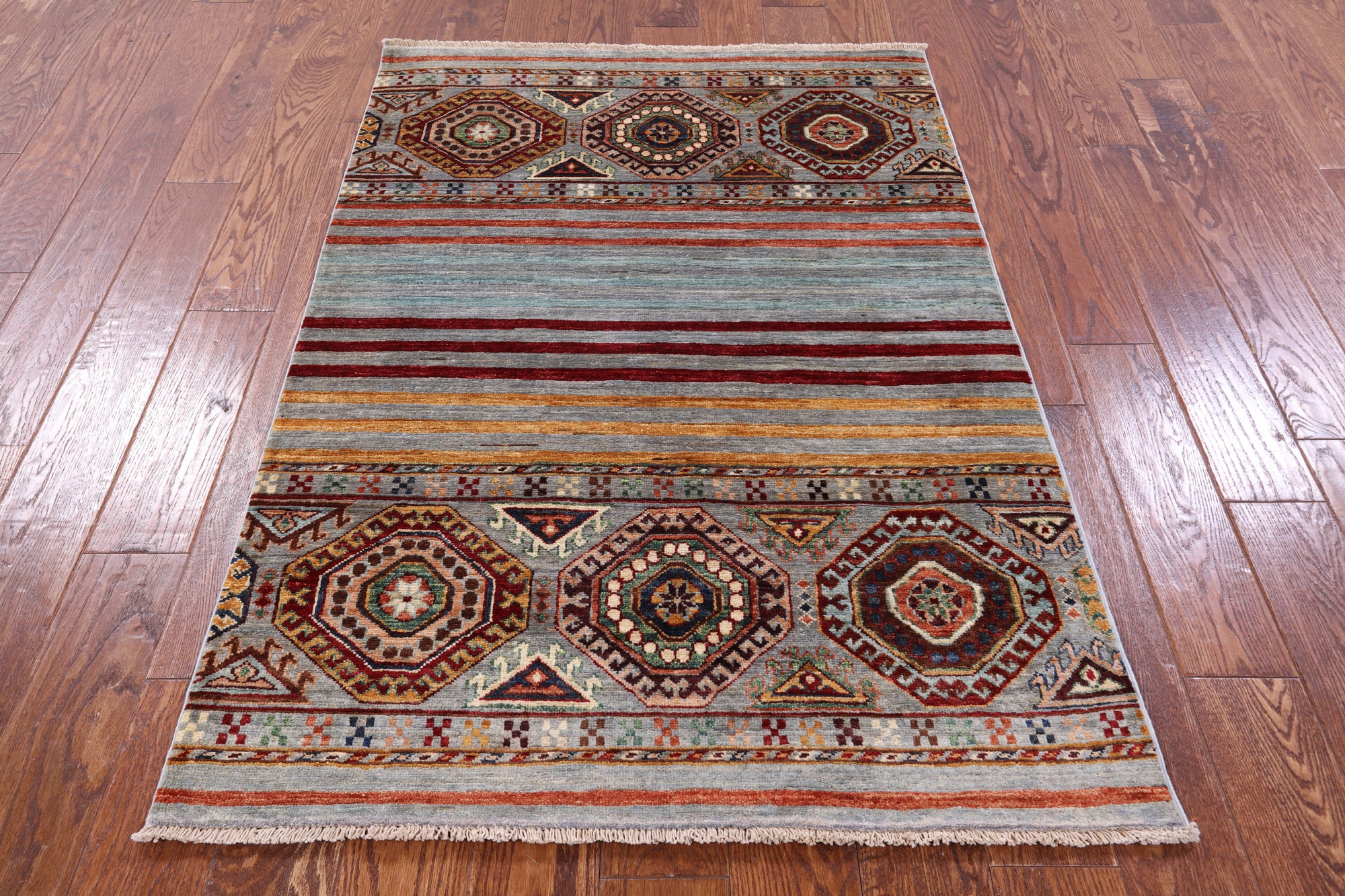Khorjin Persian Gabbeh Hand Knotted Wool Rug - 3' 4" X 4' 11" - Golden Nile