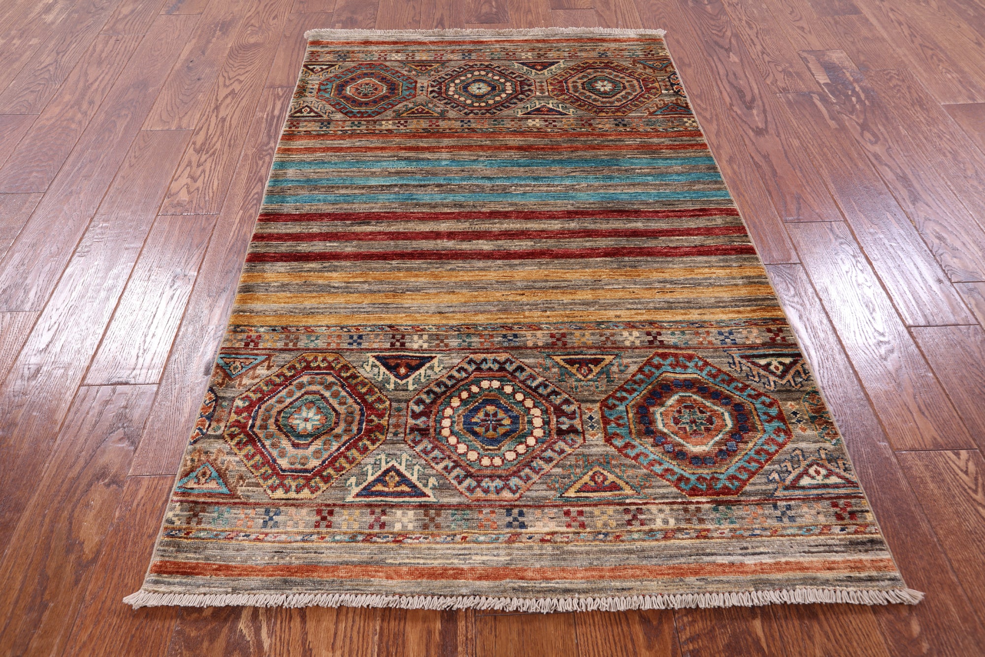 Khorjin Persian Gabbeh Hand Knotted Wool Rug - 3' 3" X 5' 1" - Golden Nile