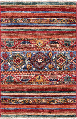 Khorjin Persian Gabbeh Hand Knotted Wool Rug - 2' 9