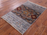 Grey Khorjin Persian Gabbeh Handmade Wool Rug - 2' 8" X 4' 1" - Golden Nile
