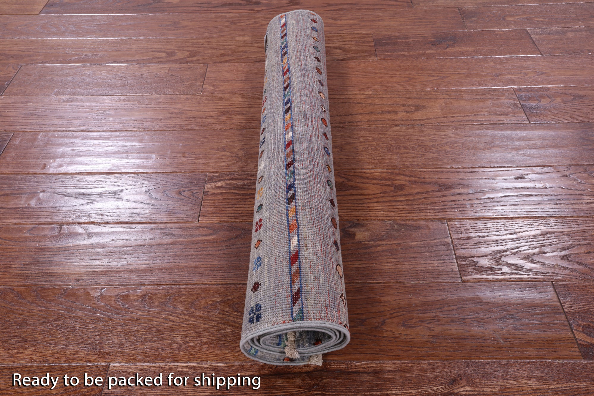 Grey Khorjin Persian Gabbeh Handmade Wool Rug - 2' 8" X 4' 1" - Golden Nile