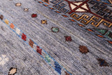 Grey Khorjin Persian Gabbeh Hand Knotted Wool Rug - 2' 8" X 4' 1" - Golden Nile