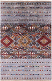 Grey Khorjin Persian Gabbeh Hand Knotted Wool Rug - 2' 9" X 4' 1" - Golden Nile