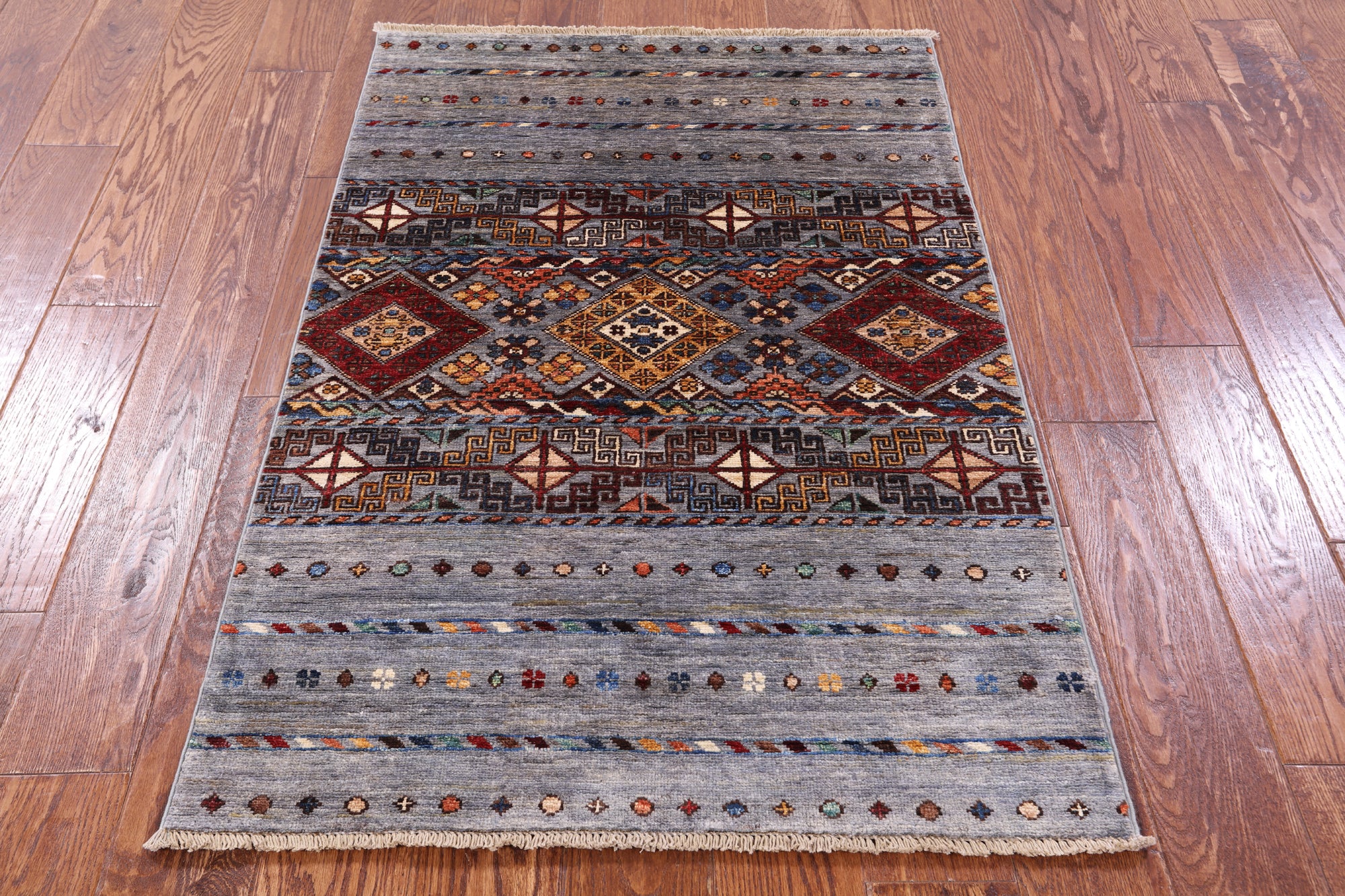 Grey Khorjin Persian Gabbeh Hand Knotted Wool Rug - 2' 9" X 4' 1" - Golden Nile
