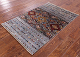 Grey Khorjin Persian Gabbeh Hand Knotted Wool Rug - 2' 9" X 4' 1" - Golden Nile