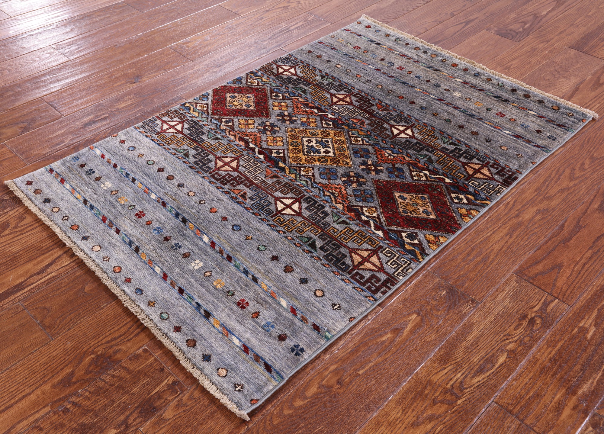 Grey Khorjin Persian Gabbeh Hand Knotted Wool Rug - 2' 9" X 4' 1" - Golden Nile