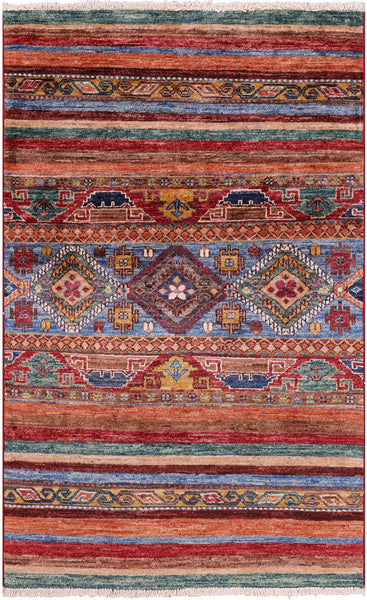 Khorjin Persian Gabbeh Handmade Wool Rug - 2' 7" X 4' 1" - Golden Nile
