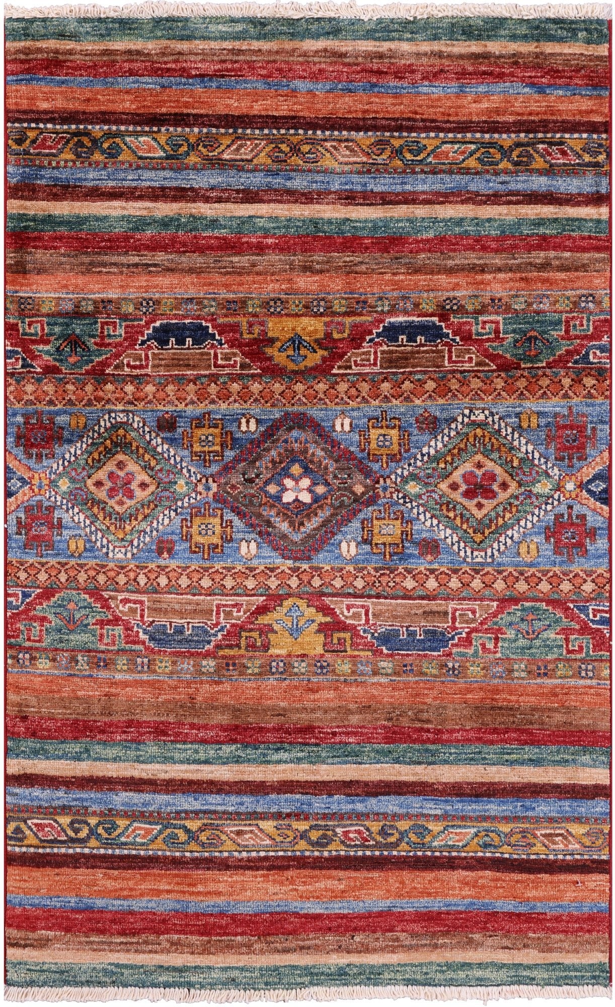 Khorjin Persian Gabbeh Handmade Wool Rug - 2' 7" X 4' 1" - Golden Nile