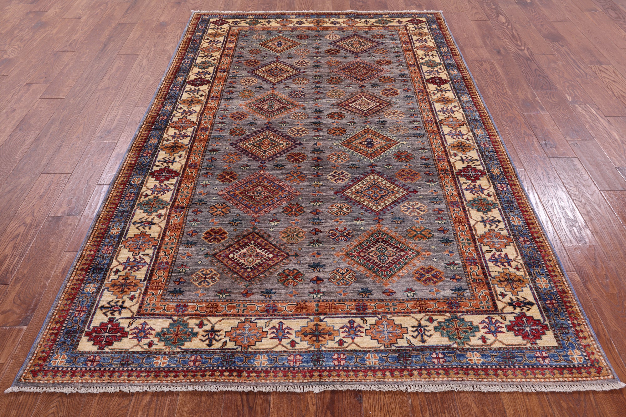 Super Kazak Hand Knotted Wool Rug - 5' 6" X 8' 3" - Golden Nile