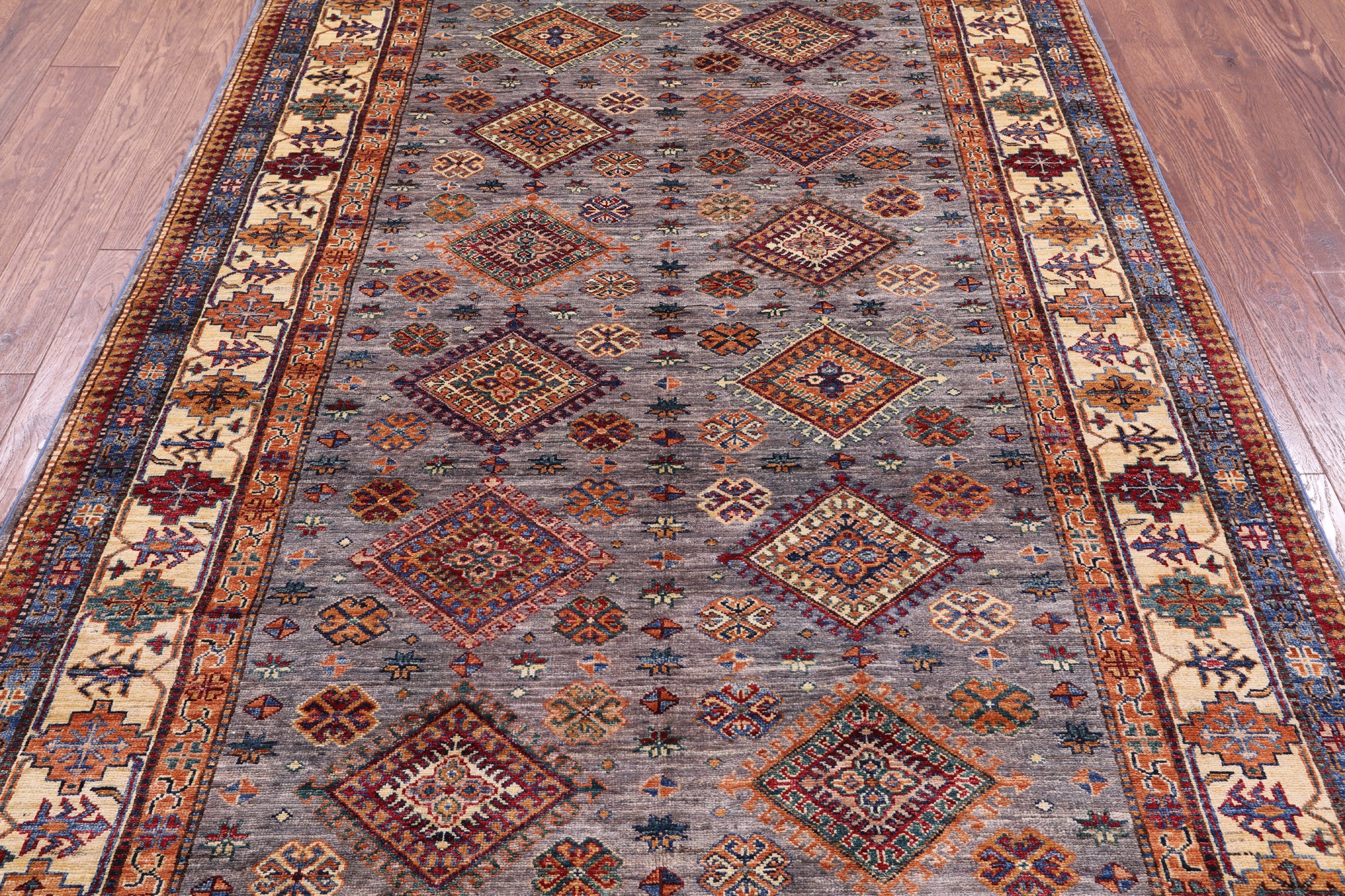 Super Kazak Hand Knotted Wool Rug - 5' 6" X 8' 3" - Golden Nile