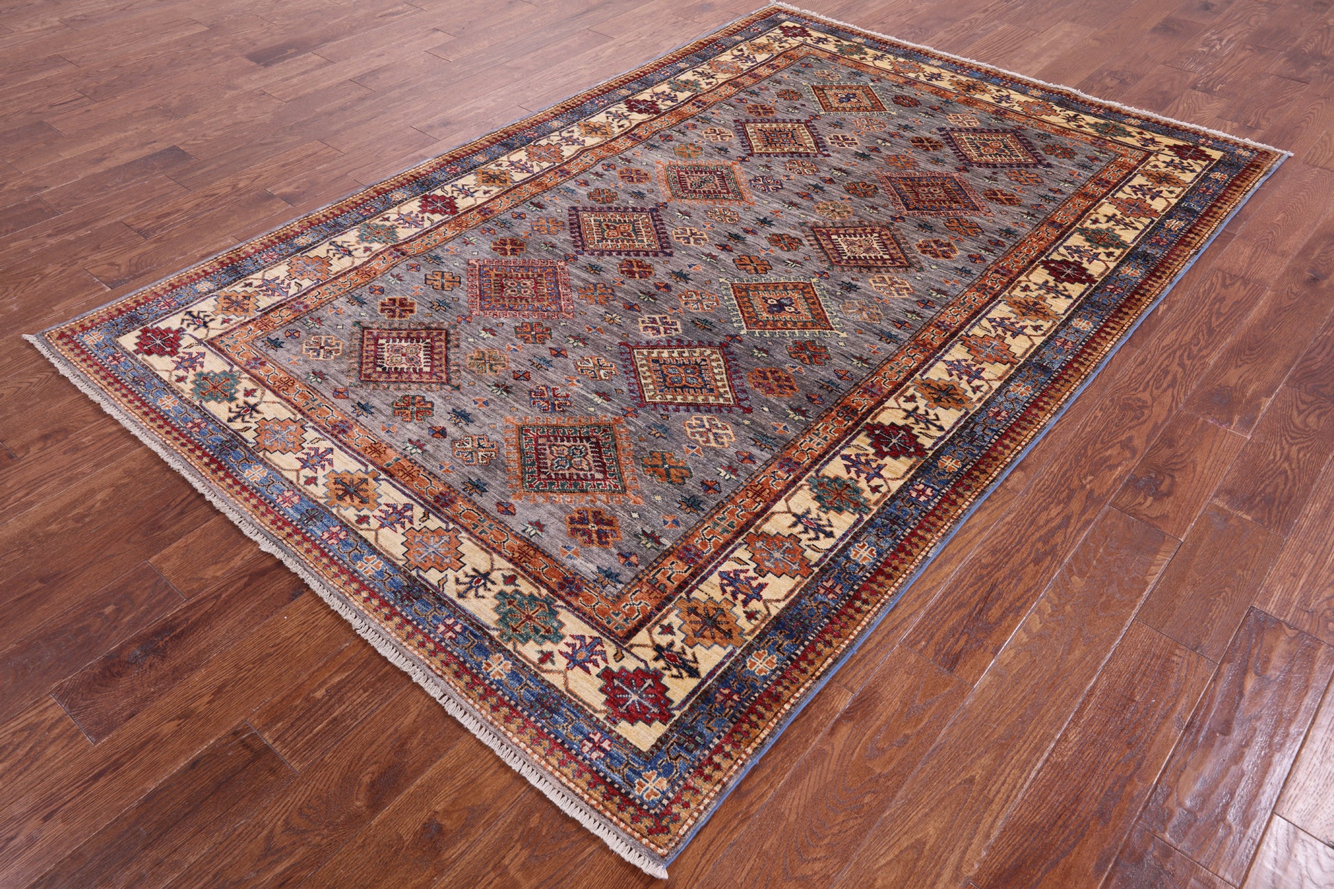 Super Kazak Hand Knotted Wool Rug - 5' 6" X 8' 3" - Golden Nile