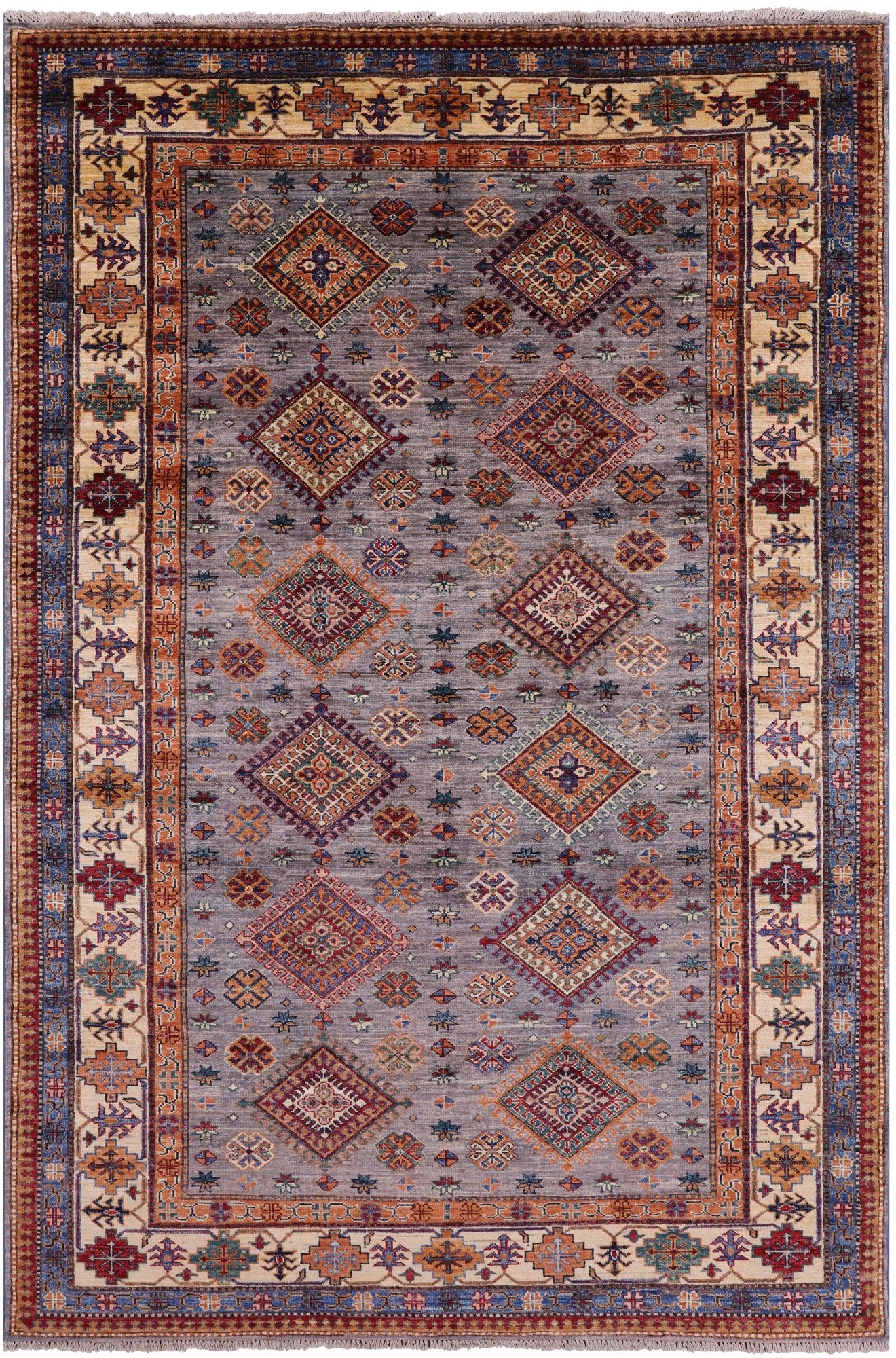 Super Kazak Hand Knotted Wool Rug - 5' 6" X 8' 3" - Golden Nile