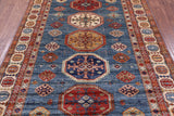 Blue Super Kazak Hand Knotted Wool Rug - 5' 7" X 7' 10" - Golden Nile