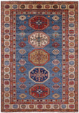 Blue Super Kazak Hand Knotted Wool Rug - 5' 7" X 7' 10" - Golden Nile