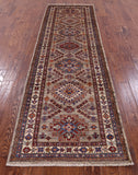Super Kazak Hand Knotted Wool Runner Rug - 2' 9" X 9' 3" - Golden Nile