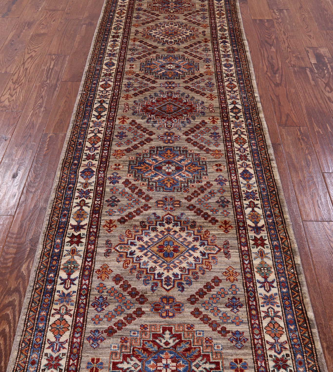 Super Kazak Hand Knotted Wool Runner Rug - 2' 9" X 9' 3" - Golden Nile