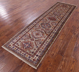 Super Kazak Hand Knotted Wool Runner Rug - 2' 9" X 9' 3" - Golden Nile