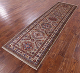 Super Kazak Hand Knotted Wool Runner Rug - 2' 9" X 9' 3" - Golden Nile