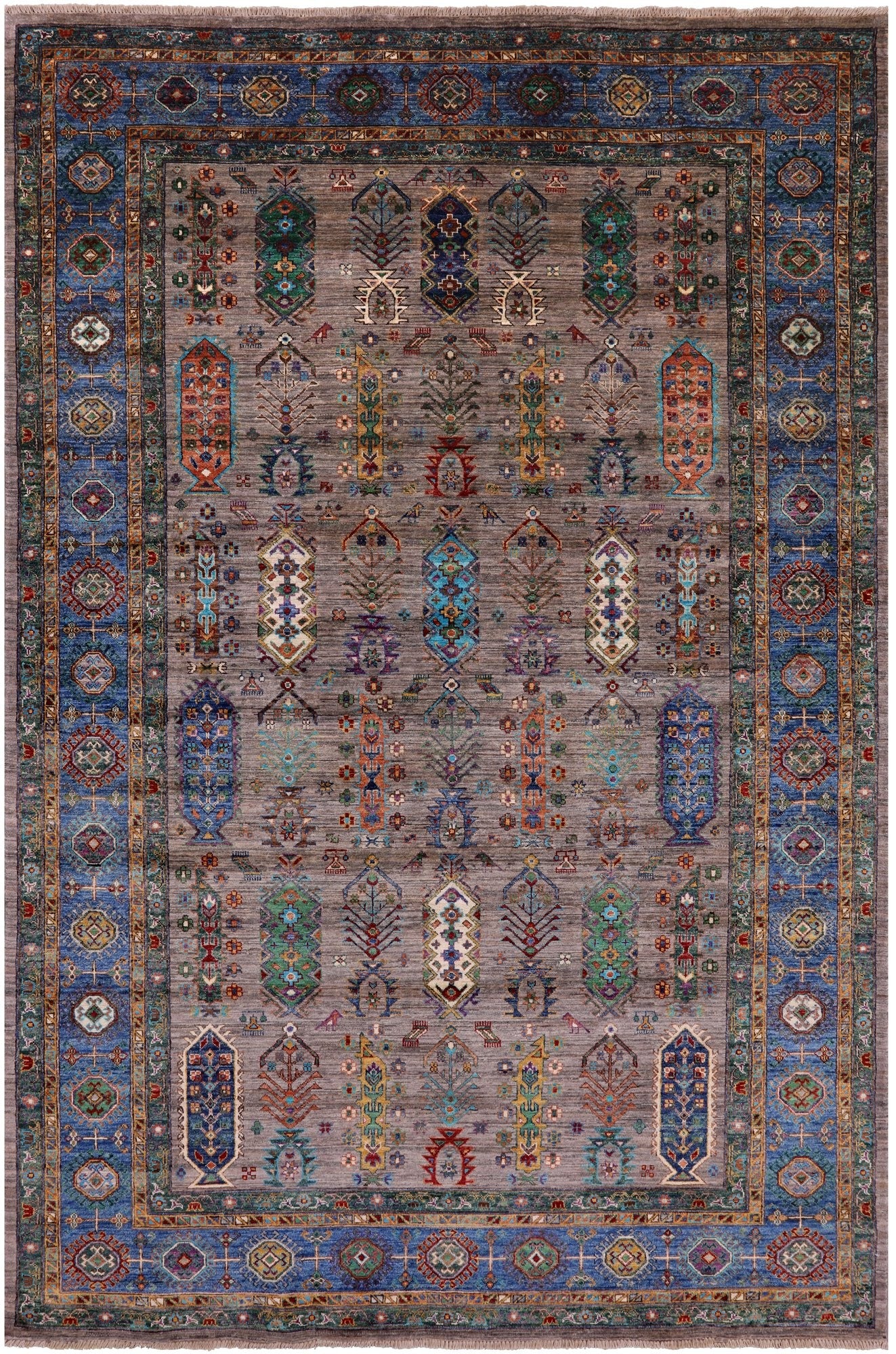 Turkmen Ersari Handmade Wool Rug - 6' 6" X 10' 0" - Golden Nile