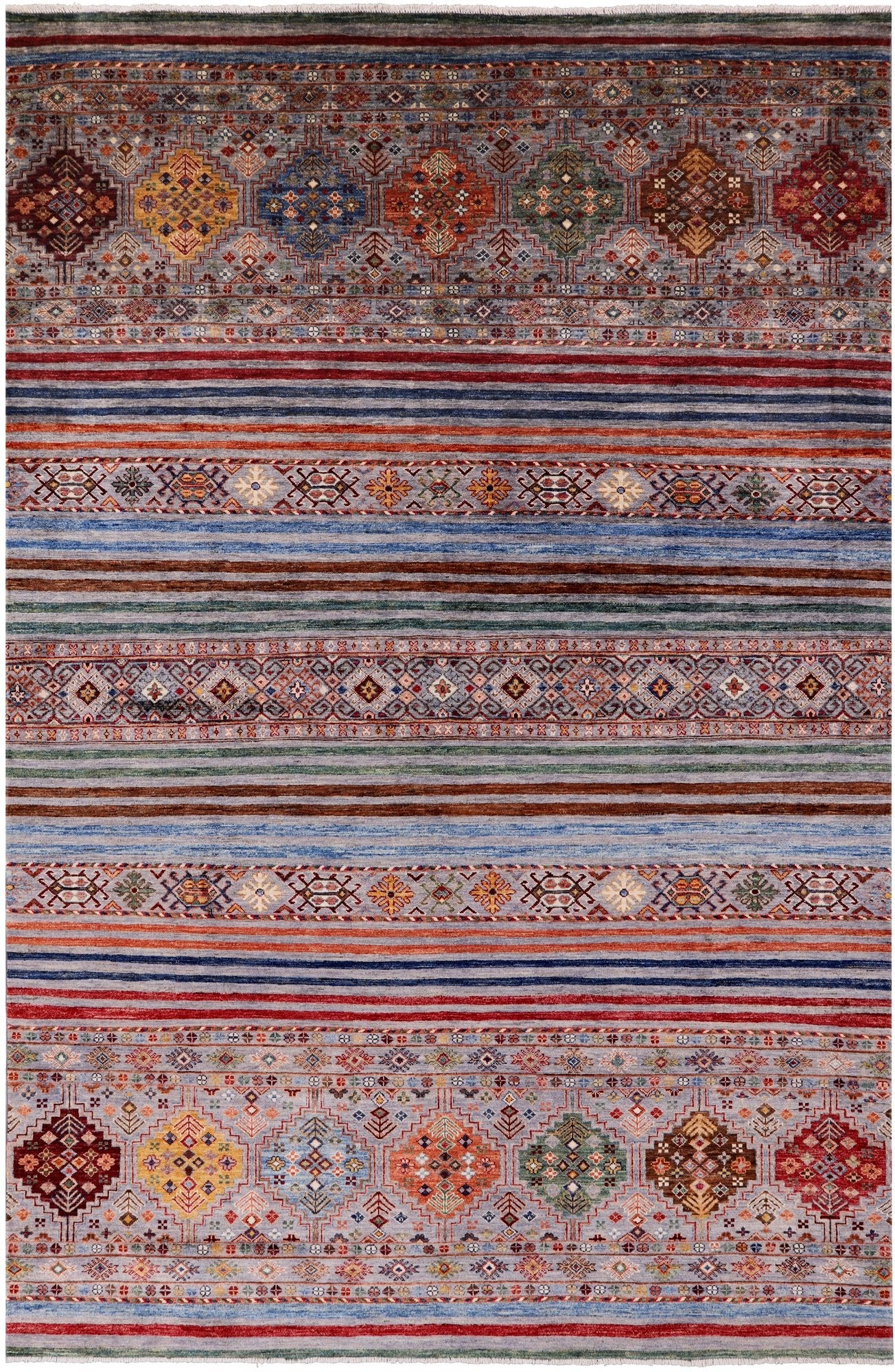 Khorjin Persian Gabbeh Hand Knotted Wool Rug - 6' 10" X 10' 2" - Golden Nile