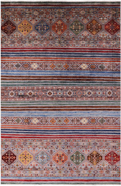 Khorjin Persian Gabbeh Hand Knotted Wool Rug - 6' 10" X 10' 2" - Golden Nile