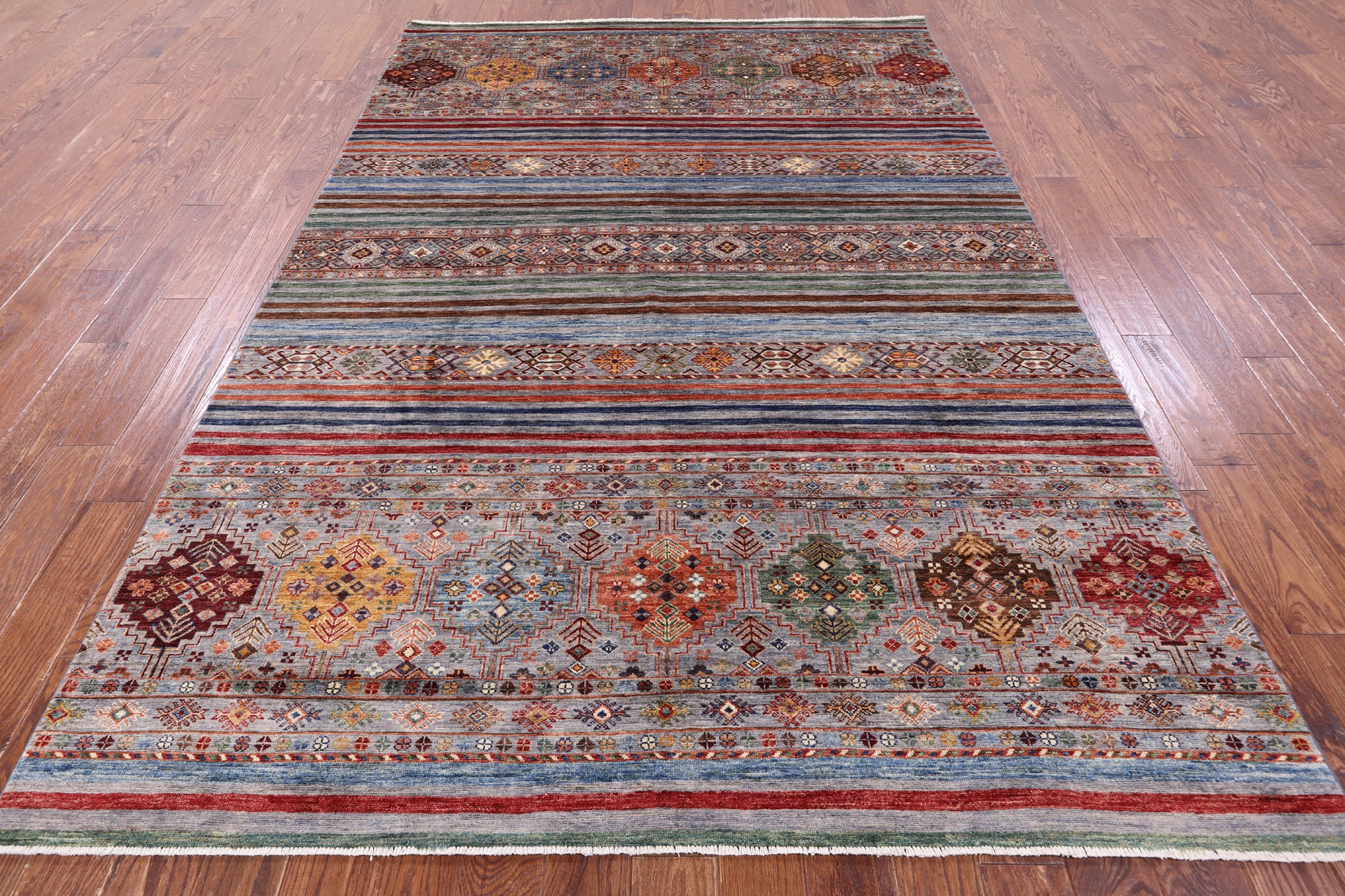 Khorjin Persian Gabbeh Hand Knotted Wool Rug - 6' 10" X 10' 2" - Golden Nile