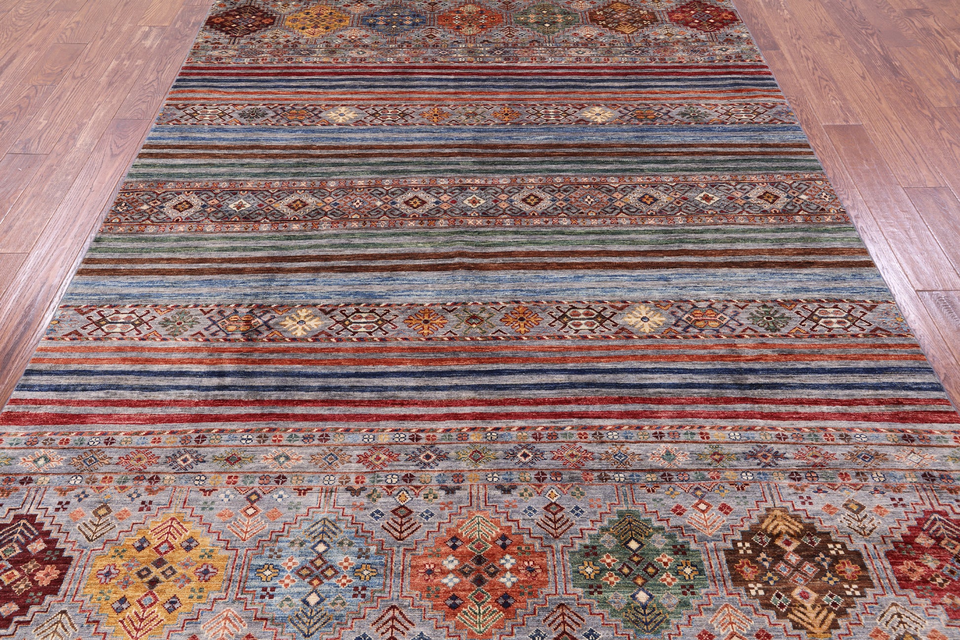 Khorjin Persian Gabbeh Hand Knotted Wool Rug - 6' 10" X 10' 2" - Golden Nile