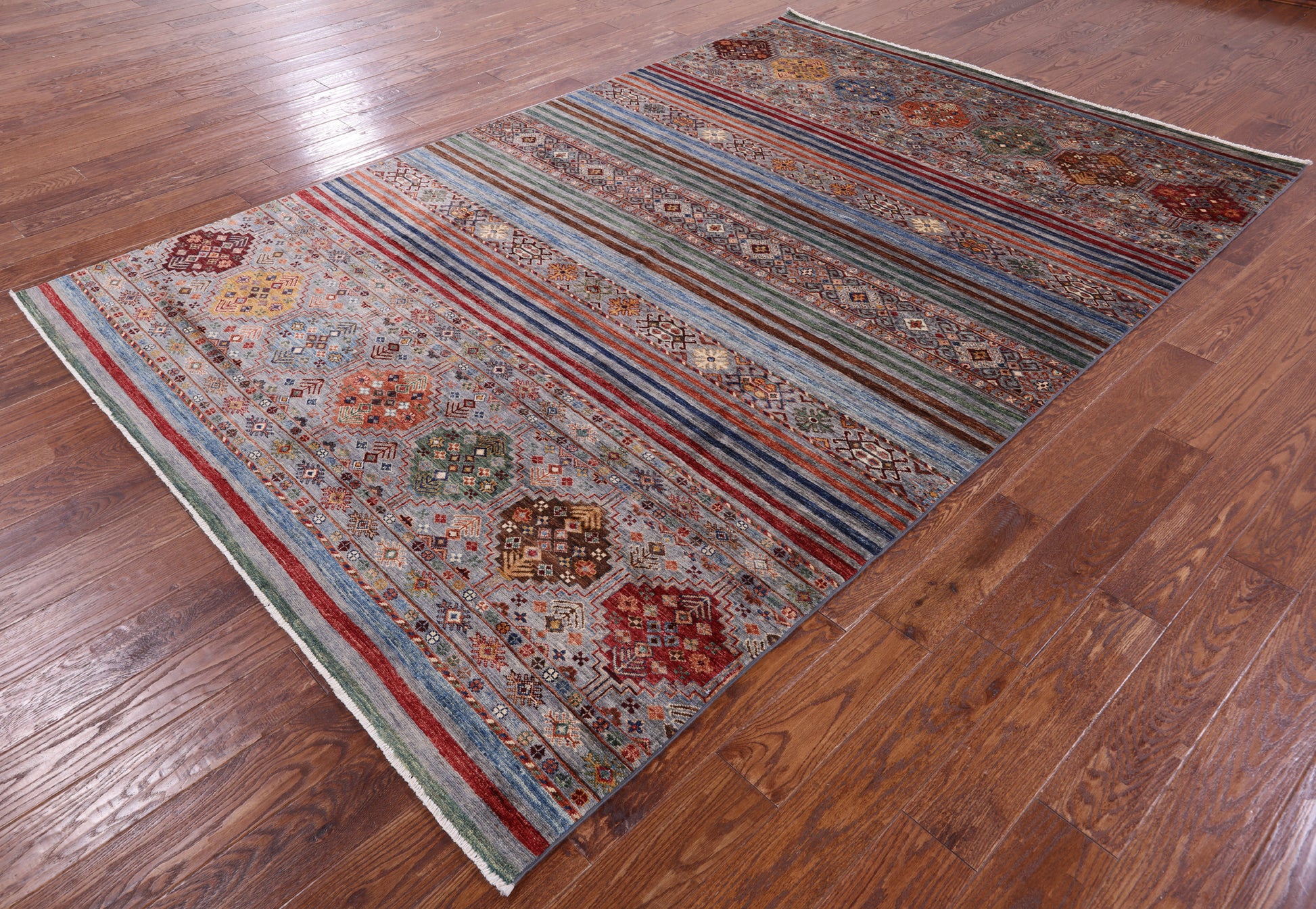 Khorjin Persian Gabbeh Hand Knotted Wool Rug - 6' 10" X 10' 2" - Golden Nile