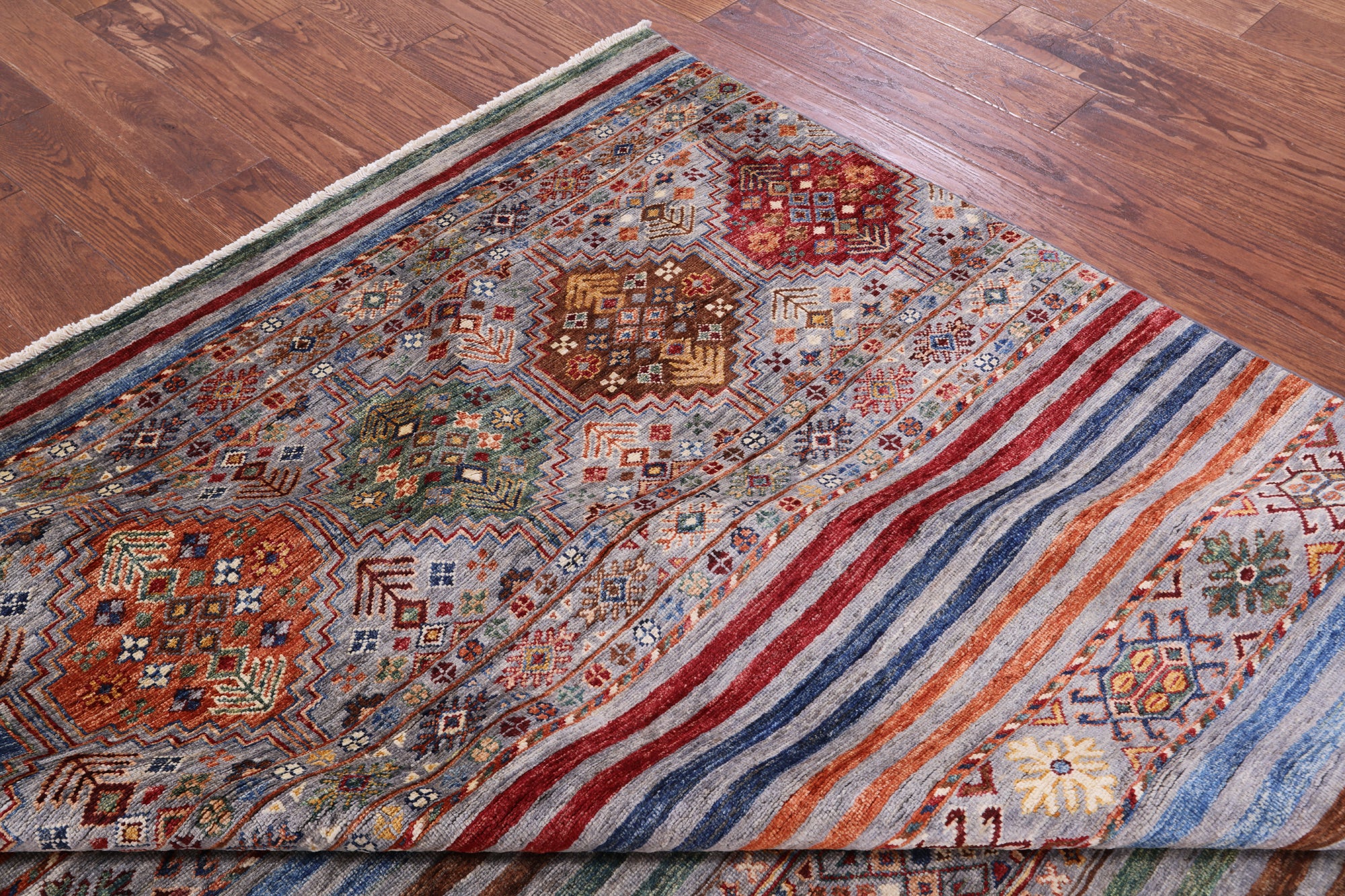 Khorjin Persian Gabbeh Hand Knotted Wool Rug - 6' 10" X 10' 2" - Golden Nile