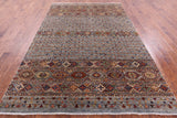 Grey Khorjin Persian Gabbeh Handmade Wool Rug - 6' 10" X 10' 2" - Golden Nile