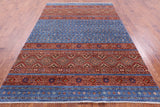Blue Khorjin Persian Gabbeh Handmade Wool Rug - 6' 7" X 10' 0" - Golden Nile