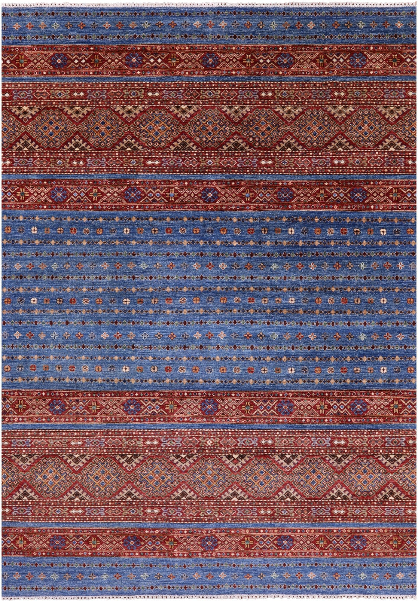 Blue Khorjin Persian Gabbeh Handmade Wool Rug - 6' 7" X 10' 0" - Golden Nile