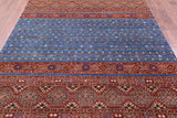 Blue Khorjin Persian Gabbeh Handmade Wool Rug - 6' 7" X 10' 0" - Golden Nile