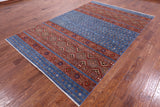 Blue Khorjin Persian Gabbeh Handmade Wool Rug - 6' 7" X 10' 0" - Golden Nile