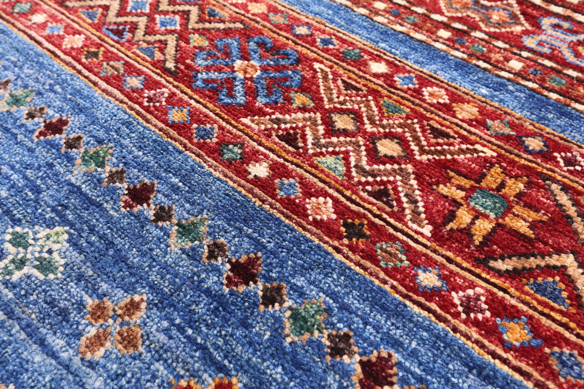 Blue Khorjin Persian Gabbeh Handmade Wool Rug - 6' 7" X 10' 0" - Golden Nile