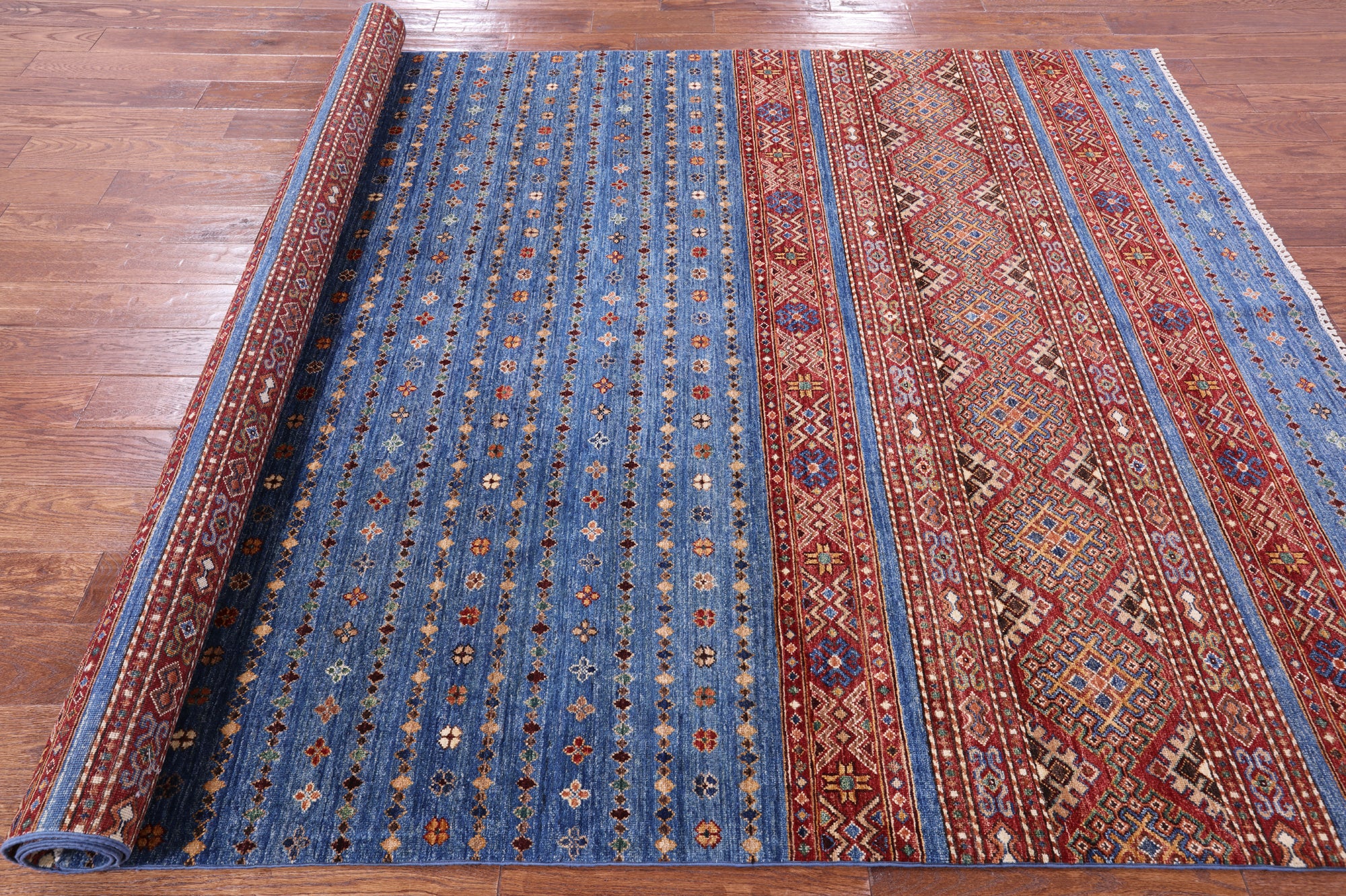 Blue Khorjin Persian Gabbeh Handmade Wool Rug - 6' 7" X 10' 0" - Golden Nile