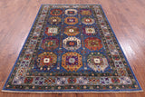 Blue Turkmen Ersari Hand Knotted Wool Rug - 5' 6" X 8' 0" - Golden Nile