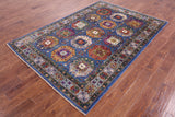 Blue Turkmen Ersari Hand Knotted Wool Rug - 5' 6" X 8' 0" - Golden Nile