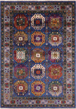 Blue Turkmen Ersari Hand Knotted Wool Rug - 5' 6" X 8' 0" - Golden Nile