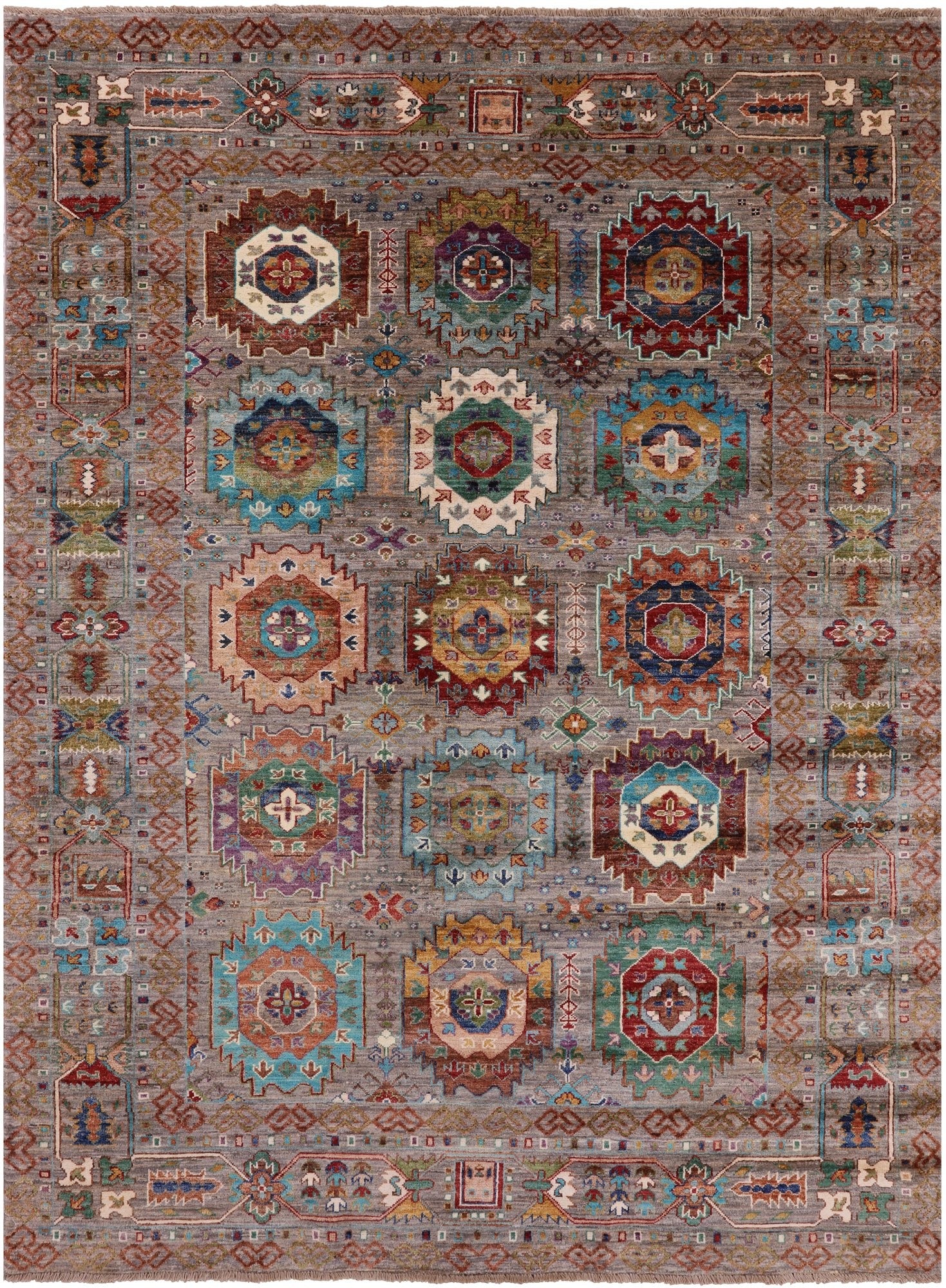 Turkmen Ersari Handmade Wool Rug - 5' 11" X 8' 0" - Golden Nile