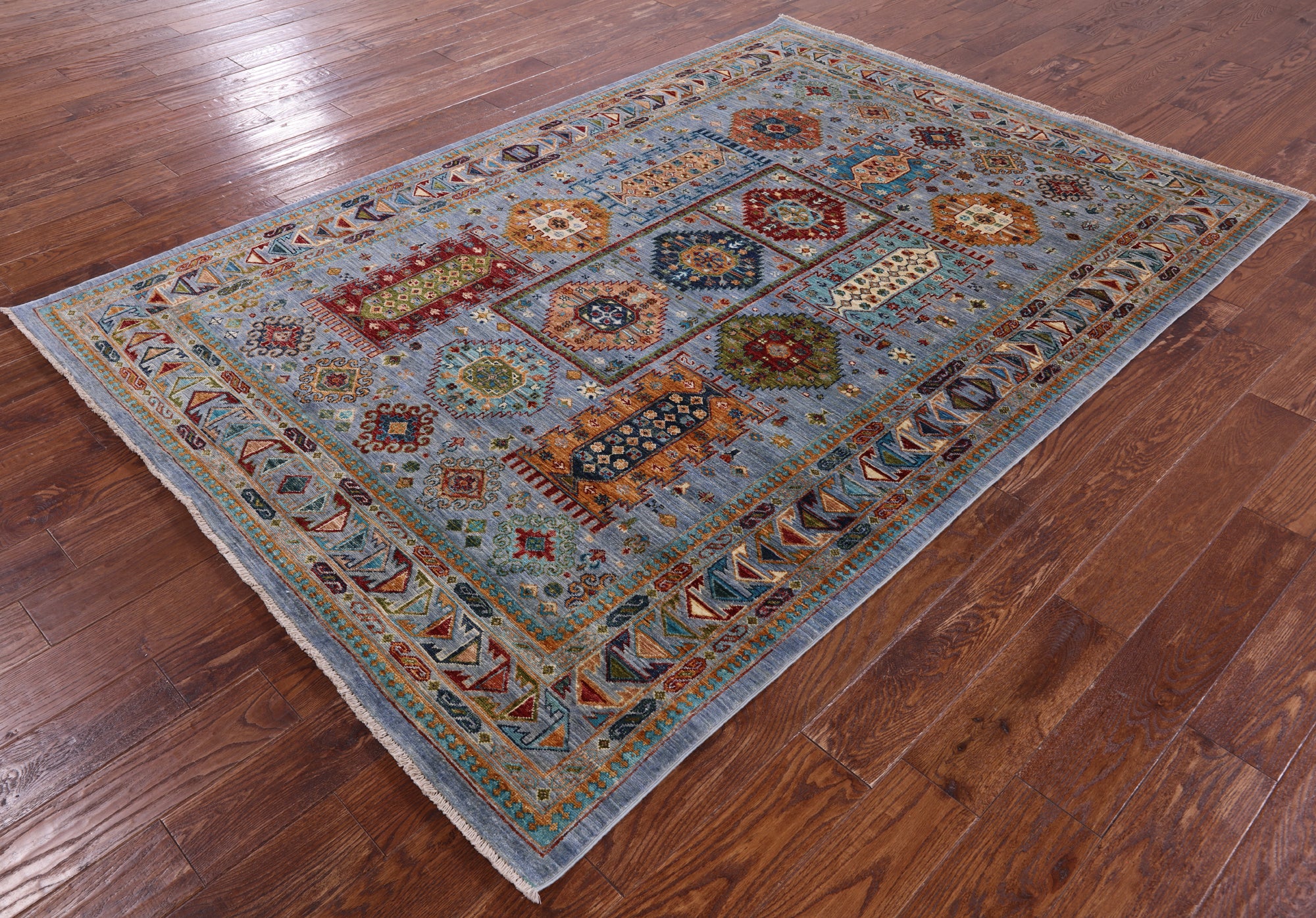 Turkmen Ersari Hand Knotted Wool Rug - 5' 9" X 8' 3" - Golden Nile